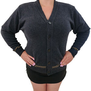 Womens Harry Potter Hufflepuff Scottish Wool Button Cardigan Sweater Size Medium